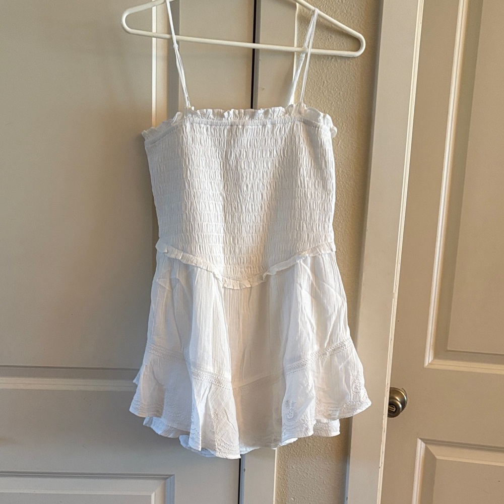American Eagle Bella Ruffle White Romper